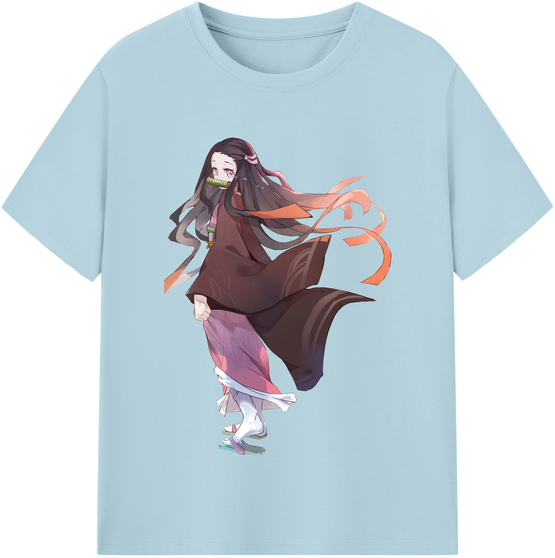 （画像用） 鬼滅の刃（きめつのやいば）竈門 禰󠄀豆子／かまど ねずこ Kamado Nezuko 綿100％半袖Tシャツ（フロントプリント）
